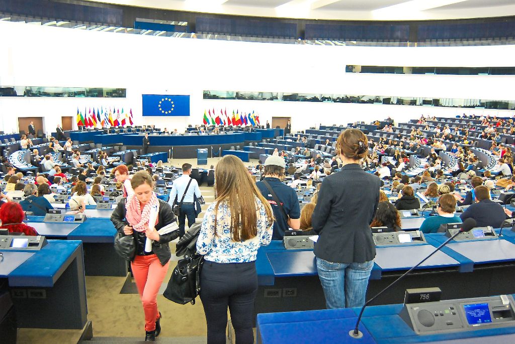 Mehrfach gut gefüllt war der Plenarsaal des europäischen Parlaments in Straßburg während des Tags der offenen Tür.