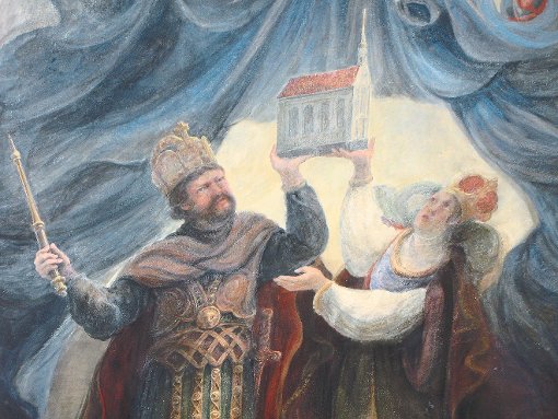 Das  Deckenmedaillon mit Heinrich II. und seiner Gemahlin Kunigunde in der St. Georgskapelle in Heiligenzell Foto: cbs Foto: Lahrer Zeitung