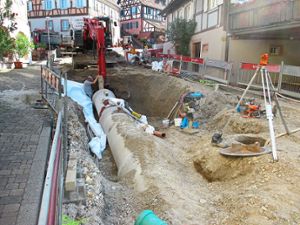Die Bauarbeiten der Ver- und Entsorgungsleitungen am Kirchberg gehen planmäßig voran.  Foto: Stadt Ettenheim
