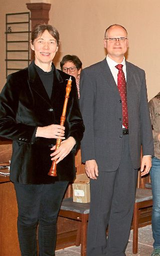 Oboistin Karla Schröter und Organist Willi Kronenberg waren in der Barockkirche in Meißenheim zu Gast. Foto: Lehmann