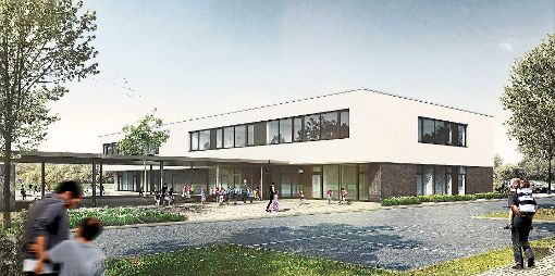 Nach dem aktuellen Stand der Planungen würde die künftige Grundschule der Gemeinde Rheinhausen so aussehen.   Foto: Bild: Hess-Volk Architekten