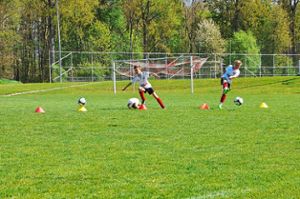 Kicken wie die Profis: Die Kinder schulen im Camp ihr fußballerisches Können.  Foto: Göpfert