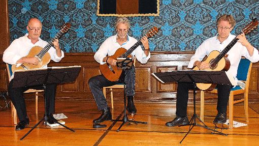 Hatten sogar ein selbst komponiertes Lied im Gepäck dabei (von links): die Cuadro sur-Musiker Armin Krüger, Thomas Vogt und Wolfgang Schubart.   Foto: Schrader