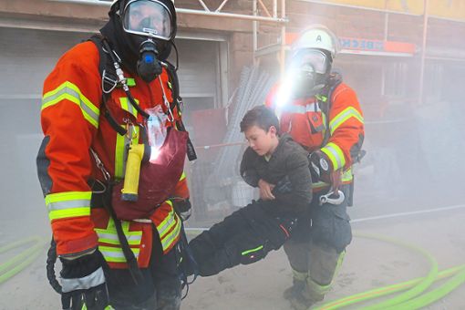 Die Atemschutzträger übten für den Notfall. Foto: Bohnert-Seidel Foto: Lahrer Zeitung