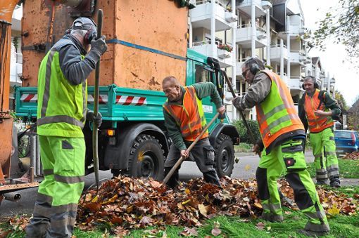 Die Mitarbeiter  des Bau- und Gartenbetriebs  sorgen für eine möglichst laubfreie Innenstadt. Foto: Heitz Foto: Lahrer Zeitung
