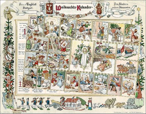 Auch der älteste gedruckte Weihnachtskalender ist zu sehen, den es 1904 als Beilage des Stuttgarter Tagblatts gab.  Foto: Museum