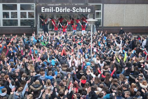 Am Ende des Diskriminierungstags tanzten Schüler und Lehrer gemeinsam im Hof. Foto: Meier Foto: Lahrer Zeitung