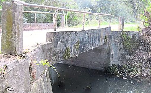 Das Bauwerk über den Sauköpfler-Rhein hat bei der Brückenprüfung am schlechtesten abgeschnitten.  Foto: Gemeinde