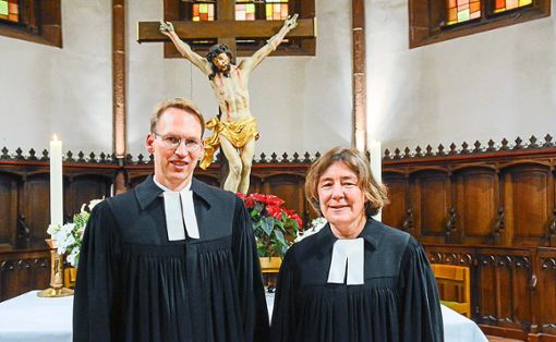 Das Ehepaar Friederike Bornkamm-Maaßen und Thorsten Maaßen stellte sich in der Stiftskirche vor. Foto: Baublies