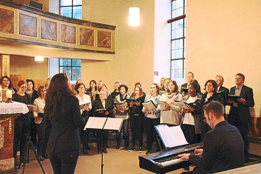 Rund 30 Sänger haben mit einem Benefizkonzert Geld für die Renovierung der Kirche in Allmannsweier gesammelt. Unterstützt wurden sie von Joachim Kielsch am Klavier.  Foto: Lehmann