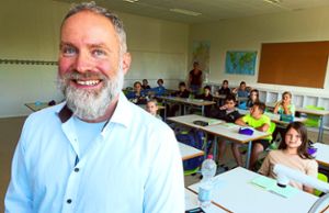 Marco Baumelt leitet die neue Verbundschule, in der rund 850 Schüler unterrichtet werden – hier die Klasse 5c. Foto: Schabel Foto: Lahrer Zeitung