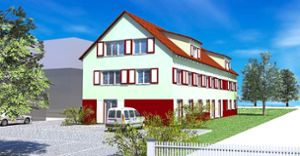 Mit dem  Neubau soll in Ichenheim soll auch  der Bedarf an Sozialwohnungen gedeckt werden.  Grafik: Schlager&Partner Foto: Lahrer Zeitung