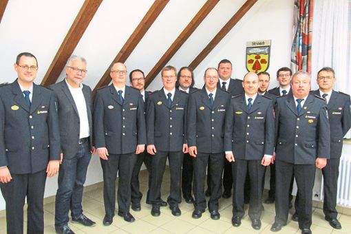 Das neue Führungsteam der Abteilung Steinach mit  Bürgermeister Nicolai Bischler (Zweiter von links)  Foto: Müller Foto: Schwarzwälder Bote