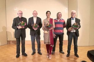 Die Preisträger (von links): Willi Keller, Werner Fischer, Sandhya Hasswani, Wendelinus Wurth und Manfred Jung Foto: Haberer