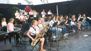 Die Formation des Clara-Schumann-Gymnasiums eröffnete das Konzert auf der Seepark-Bühne.  Foto: Künstle