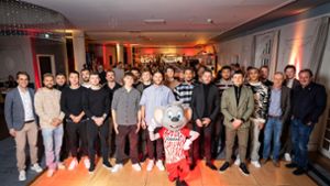 Das Team des SC Freiburg bei der nachgeholten Weihnachtsfeier im   Hotel Kronasar Foto: Baschi Bender