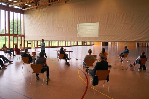 In der Offohalle wurde das Hygienekonzept zum stufenweisen Wiedereinstieg des Handballsports vorgestellt. Foto: Verein Foto: Lahrer Zeitung