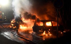 Zwei Kleinwagen standen in Lahr in Flammen. Foto: Künstle