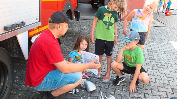 Bei der Kinderfeuerwehr Kappel-Grafenhausen: Das Wasserspritzen durfte nicht fehlen