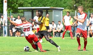 Der Sulzer Ousman Bojang (gelbes Tikot) war nicht nur aufgrund seiner beiden Treffer der überragende Akteur im Spiel gegen den TSV Loffenau. Den bitteren Ausgleich konnte er allerdings auch nicht verhindern.   Foto: Künstle