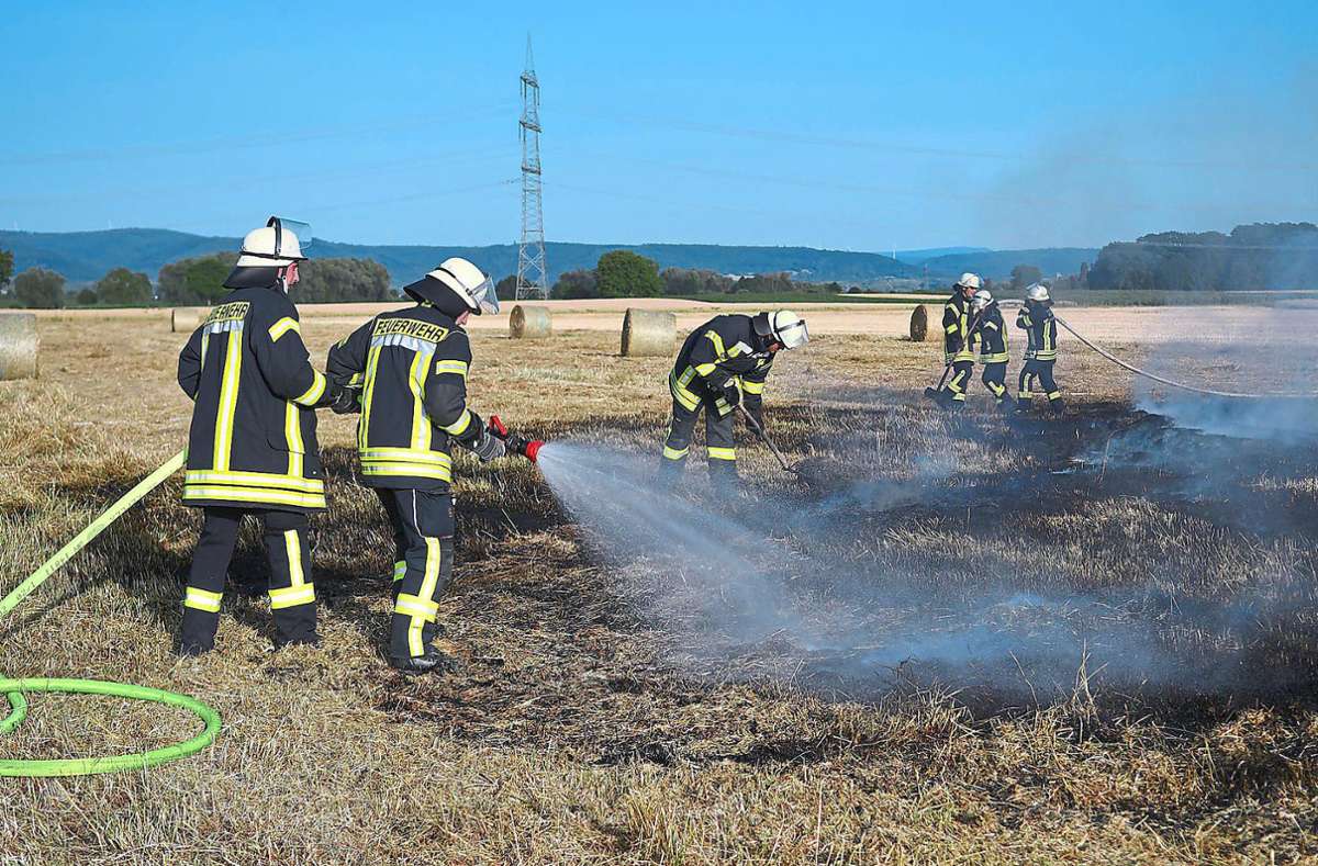 Eine ausgedörrte Wiese bei Meißenheim geriet bereits am Freitag in Brand. 47 Feuerwehrleute aus Meißenheim, Neuried und Lahr waren rund eine Stunde im Löscheinsatz.