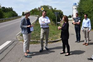 Die Grünen-Staatssekretärinnen Sandra Boser (rechts) und Elke Zimmer machten sich zusammen mit Friesenheims Bürgermeister Erik Weide vor Ort ein Bild. Foto: Blessing