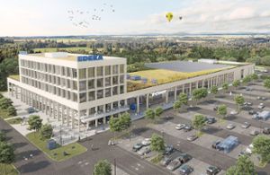 So soll das neue Edeka-Center aussehen, das in der Offenburger Wilhelm-Röntgen-Straße neu entsteht.  Foto: Visualisierung: Edeka Südwest