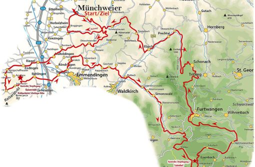 Die Route des dritten Schwarzwald-Moped-Marathons mit Start und Ziel in Münchweier Foto: Verein /Geitlinger